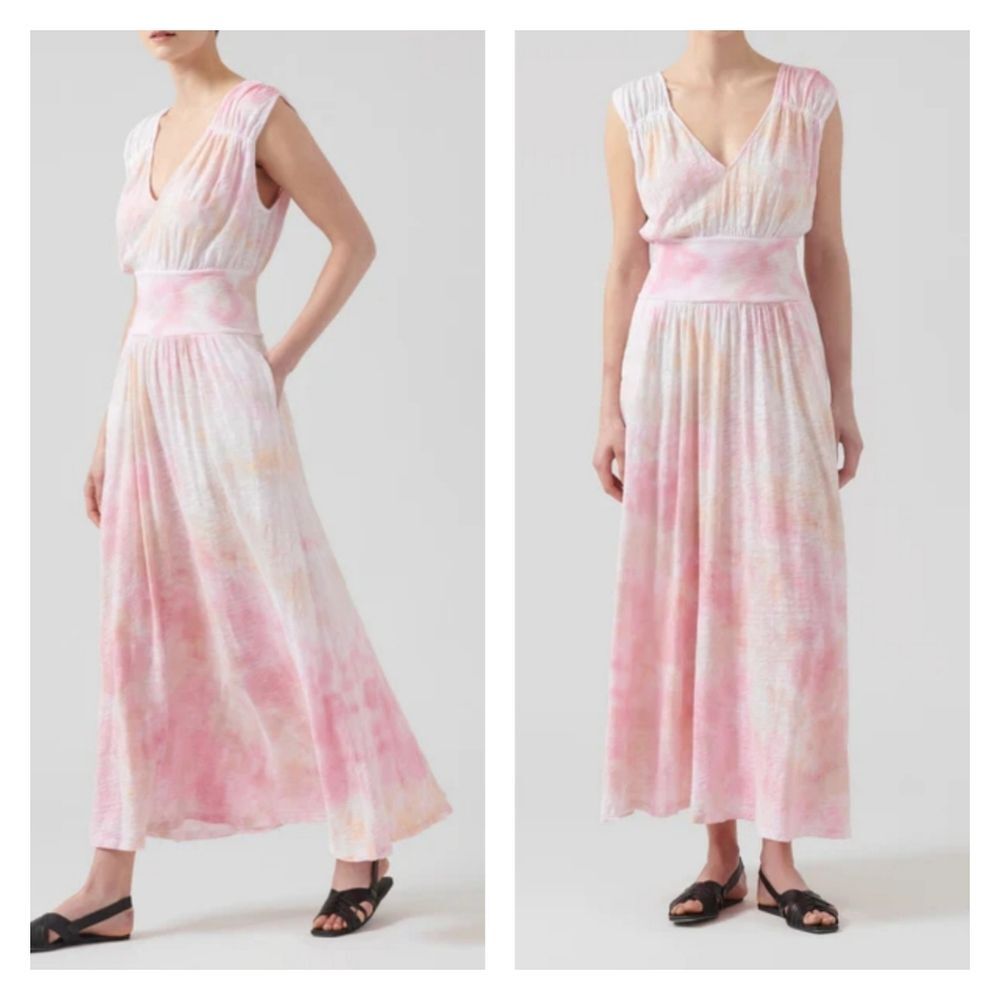 ATM Anthony Thomas Melillo The Slub Jersey Ribbed Waist Maxi Dress Pockets XL